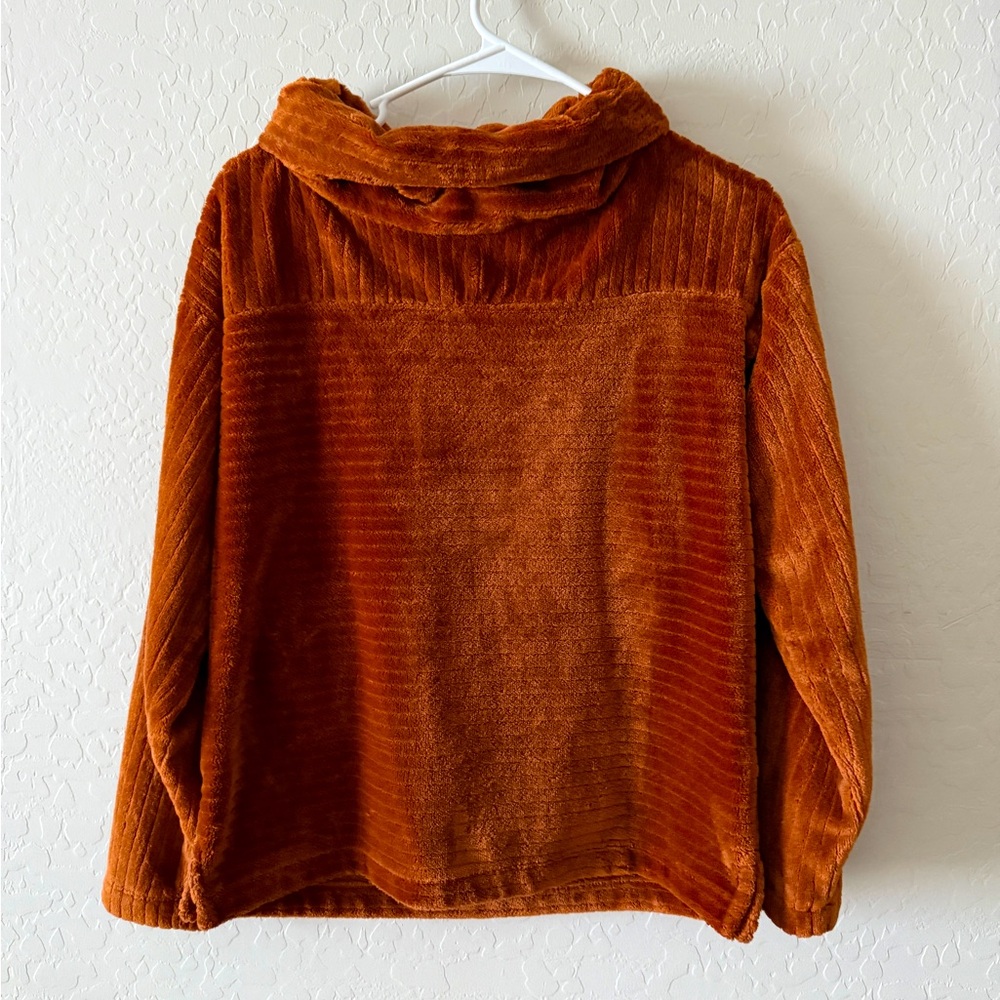 LOFT Plush Faux Fur Sweater Cozy Cowl Neck Size Small SOFT Cinnamon/Burnt Orange